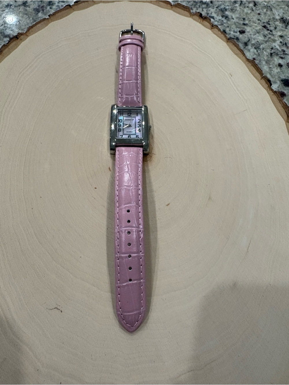 Gossip pink genuine leather wrist watch VGUC will need new battery